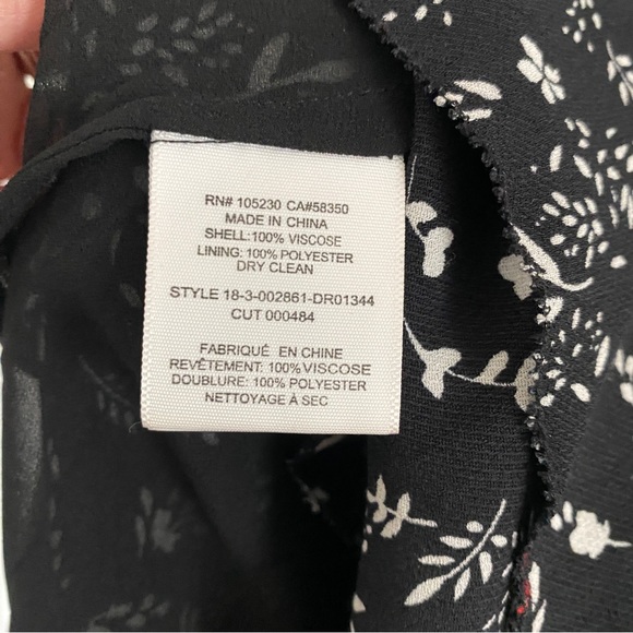 NWOT JOIE Orita Caviar Black Ruffled Floral Midi Dress Tiered V-Neck Size 8 - Picture 6 of 7